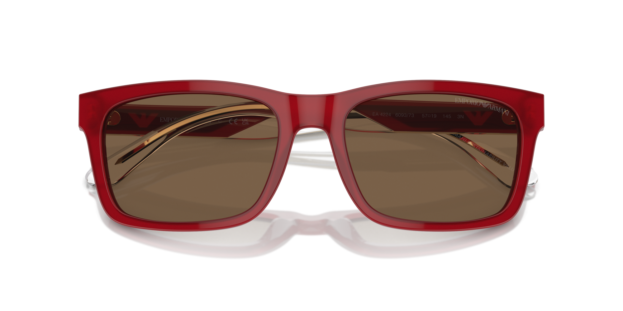 Emporio Armani Man Emporio Armani EA4224 609373 Sunglasses Acetate Red Brown Squared Norma