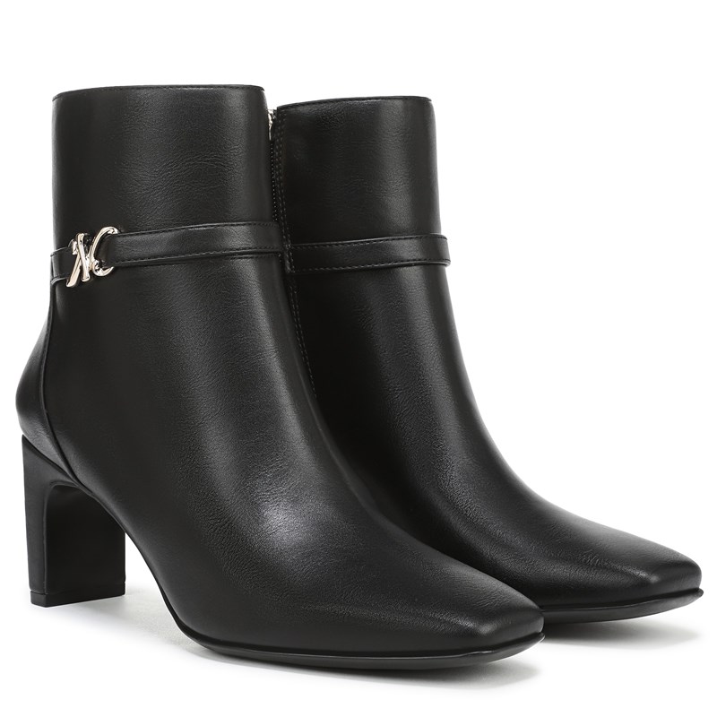 Nanette Ankle Bootie Boots, Black Faux Leather
