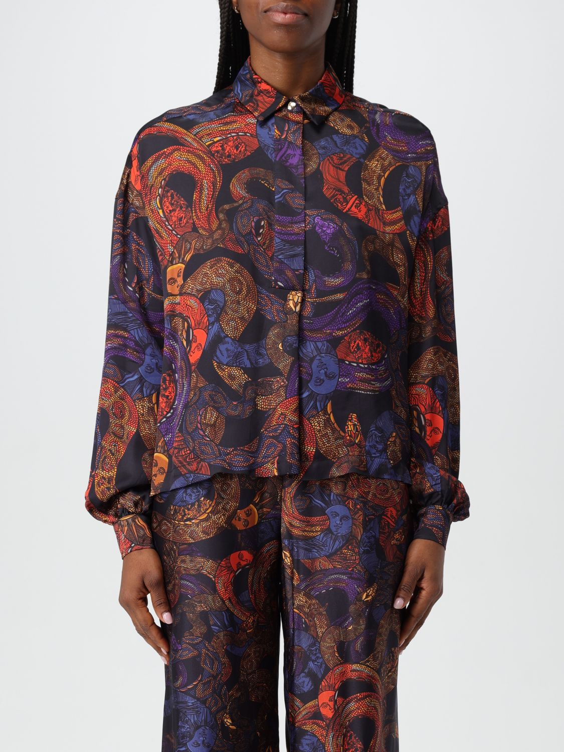 Apocalypse snake-print button-up shirt - Black