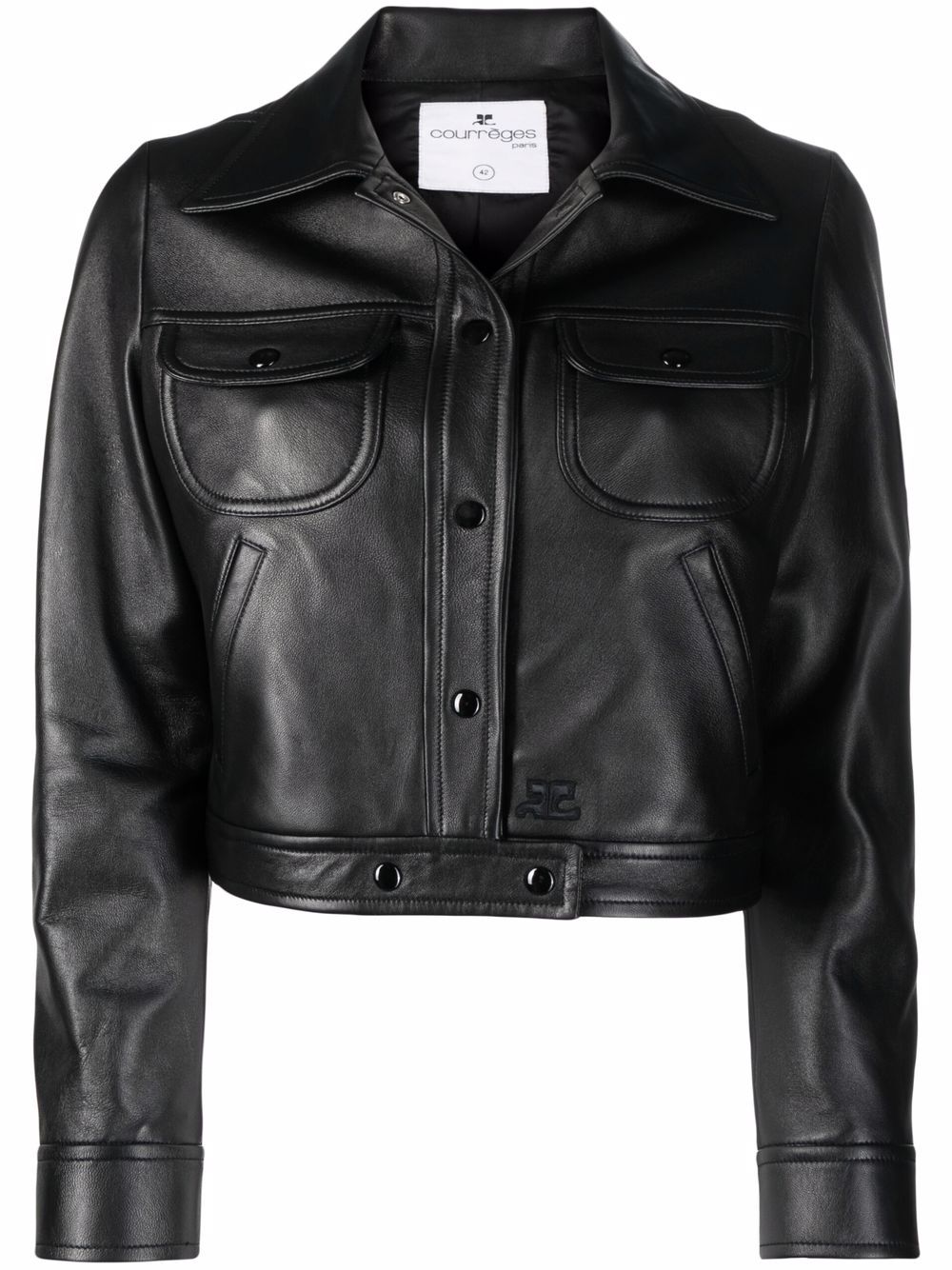Cropped lambskin jacket - Black
