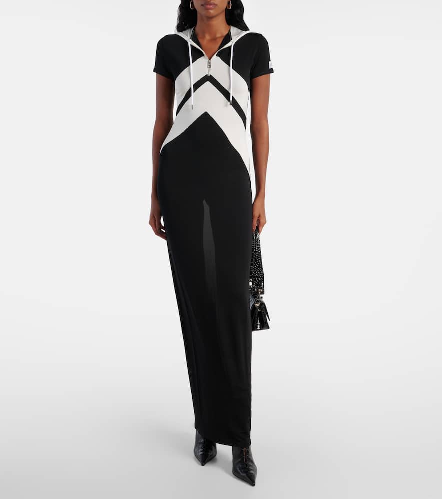 Paneled jersey maxi dress