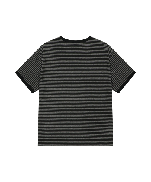BASIC LOGO STRIPE RINGER TEE BLACK
