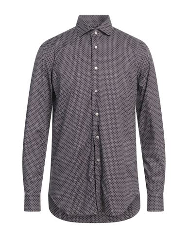 Man Shirt Brown Size 15 Cotton, Elastane