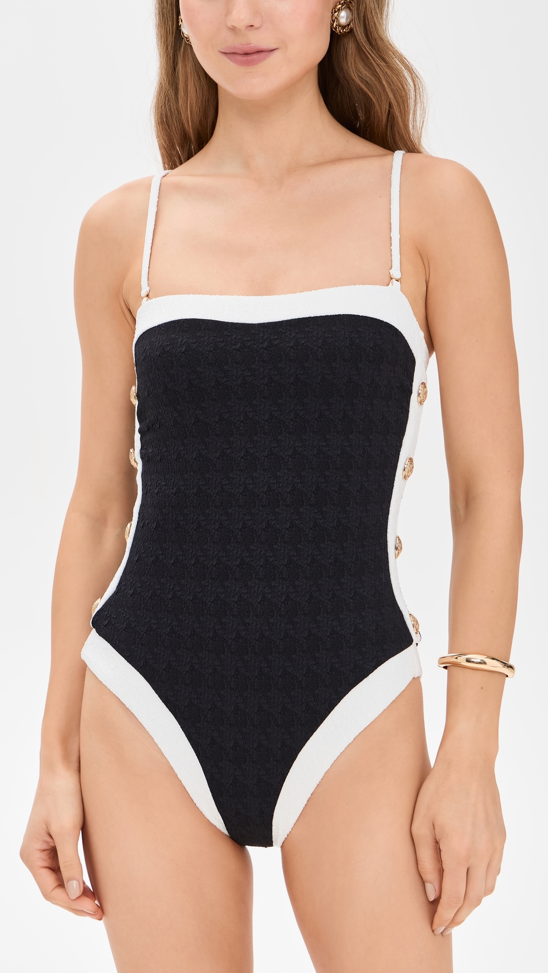 Tory Colorblock Chic Bandeau One Piece Black
