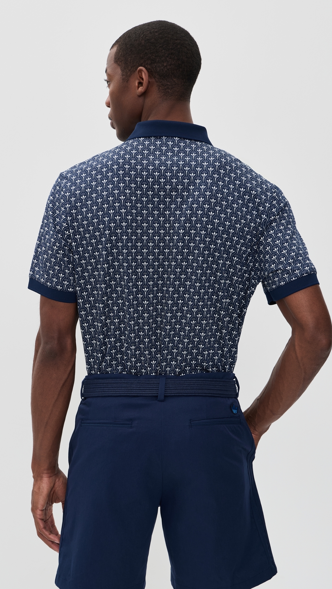 Originals All Over Trefoil Polo Night Indigo/Chalk White