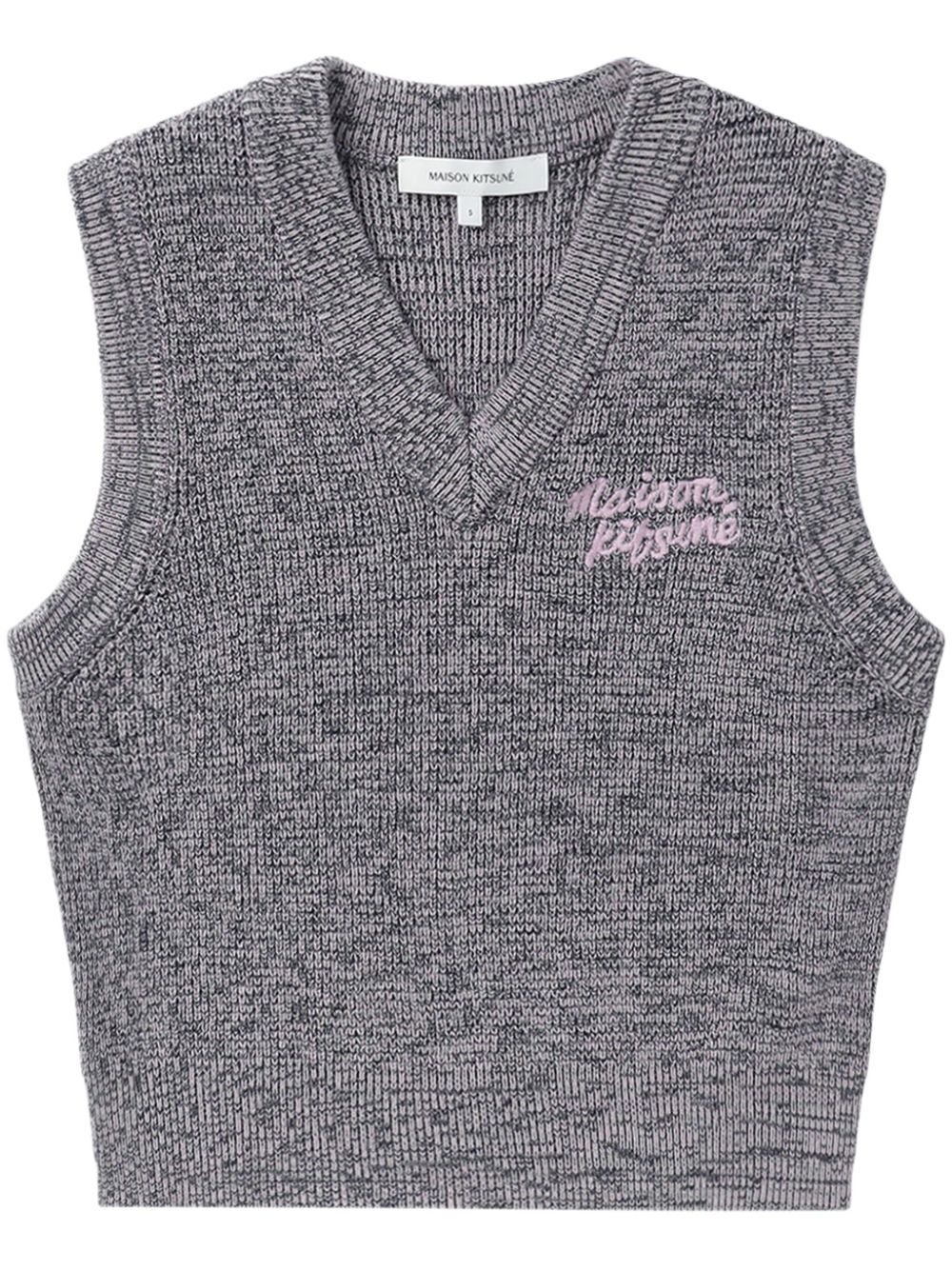 Handwriting logo-embroidered knitted vest - Grey