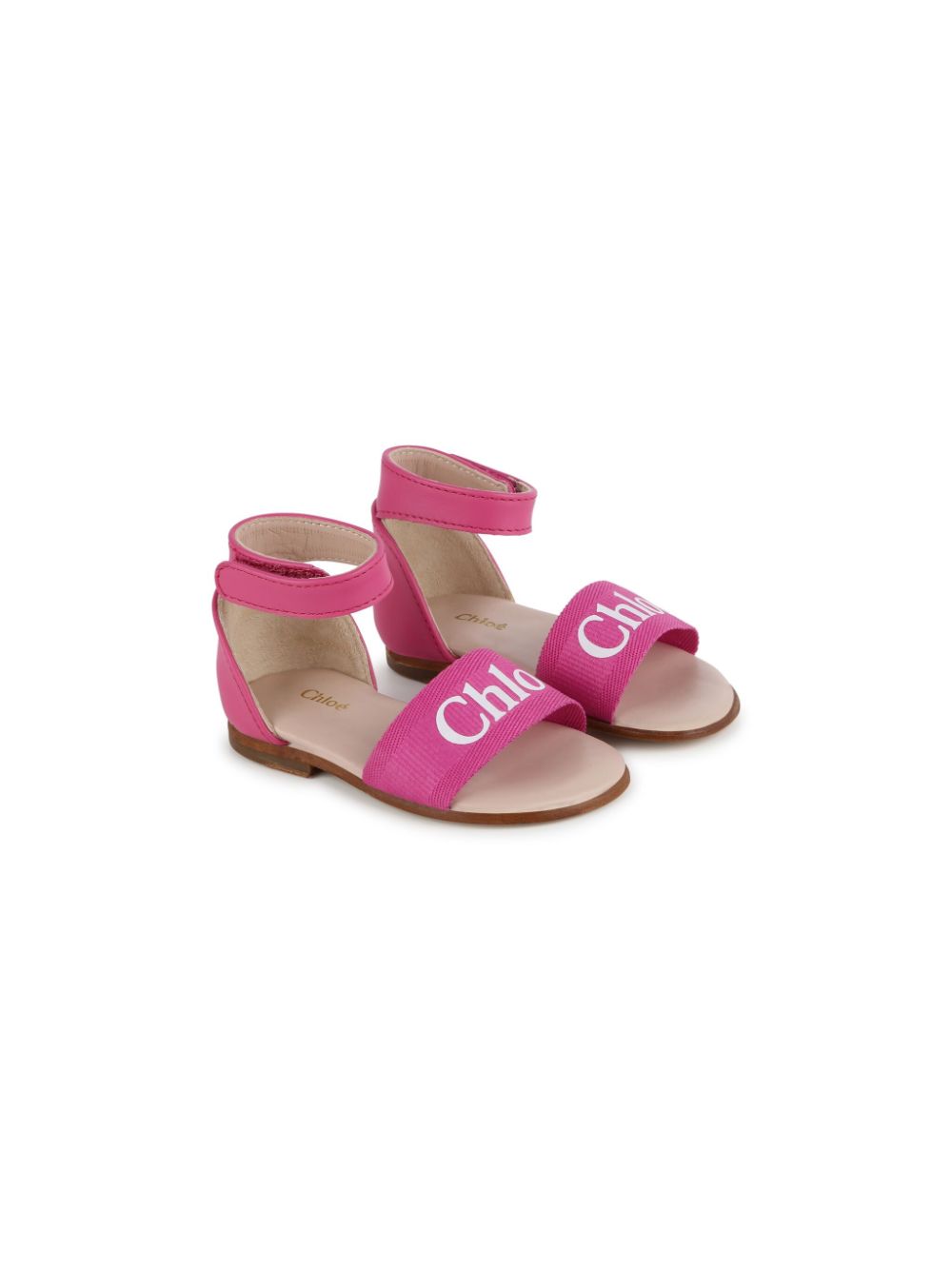 Logo-print leather sandals - Pink