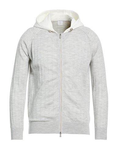 Platinum Man Cardigan Light grey Size L Wool, Silk, Linen, Polyamide