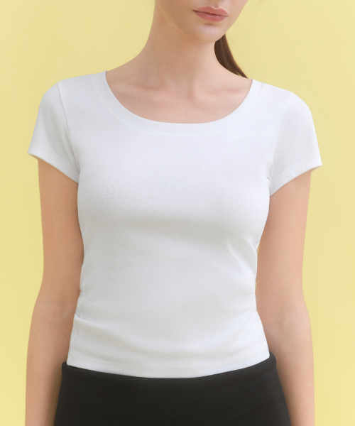 Womens Slim Scoop Neck Cap Sleeve T-Shirt
