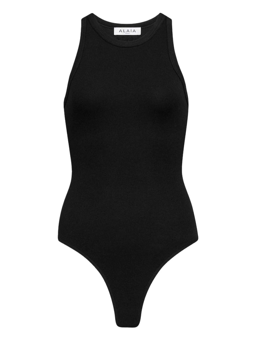 Black Sculpting Rib Jersey Bodysuit