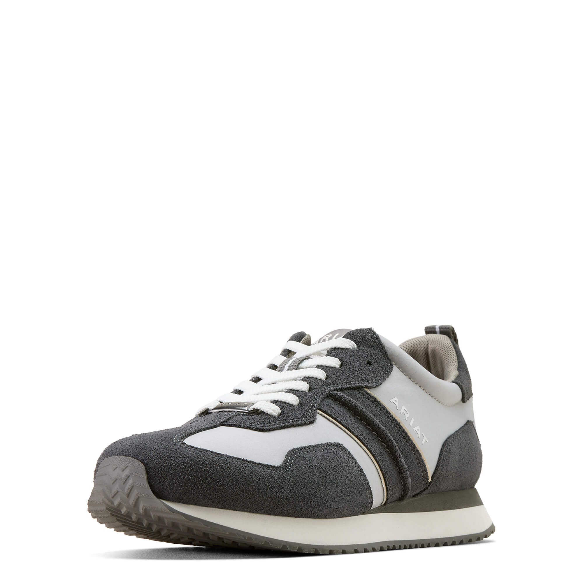Men's Ranch Runner Trainer Shoes in Light Grey Charcoal Suede, D Medium Width, Size 7, by