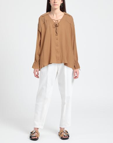 Woman Shirt Camel Size 2 Cotton