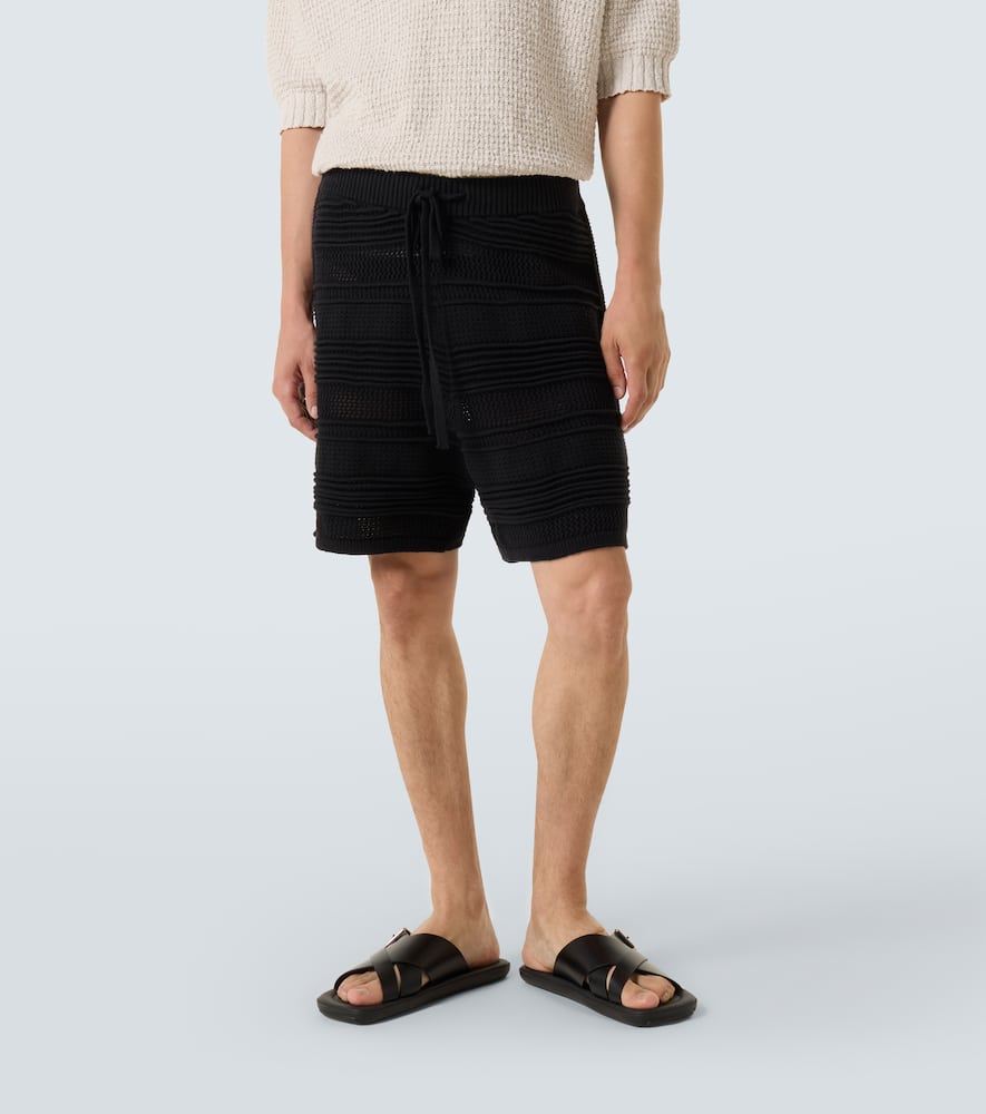 Cotton-blend crochet Bermuda shorts