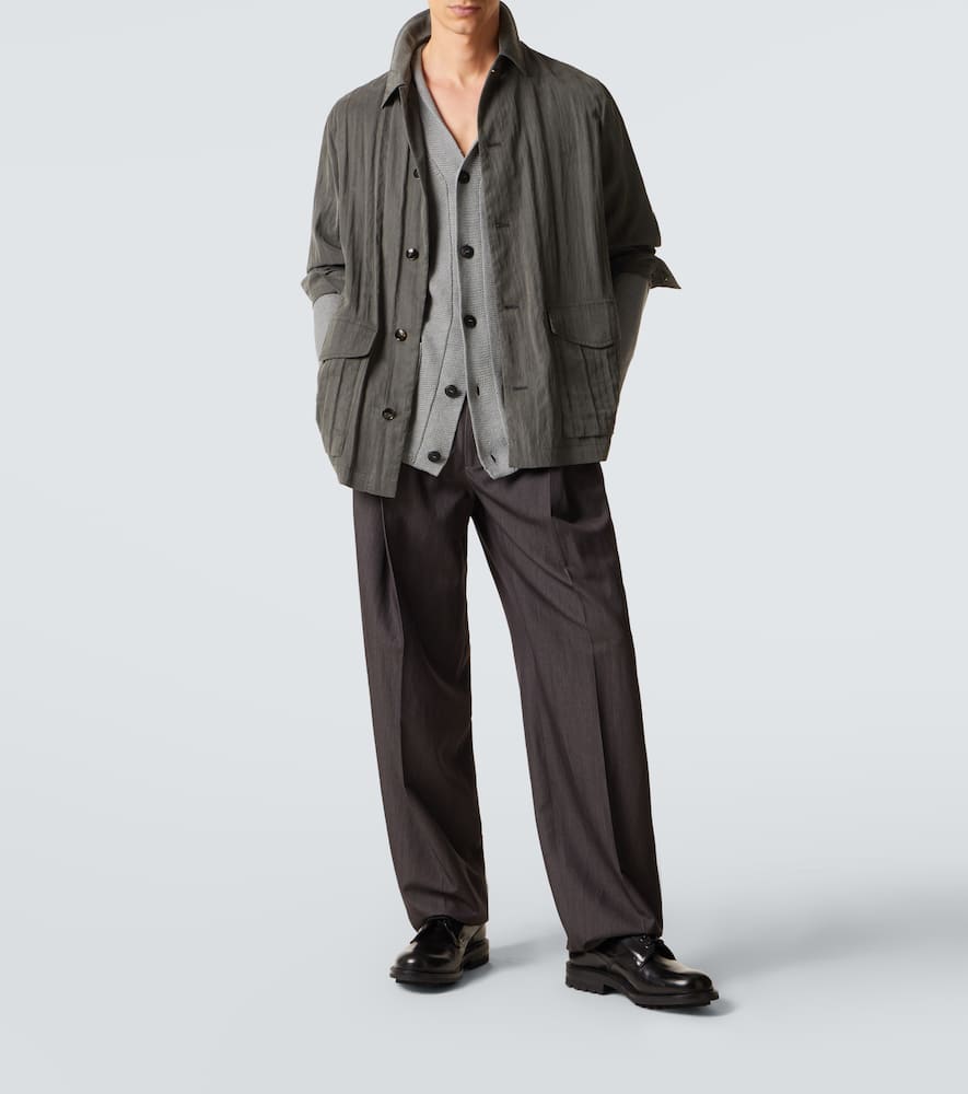 Pleated canvas overshirt
