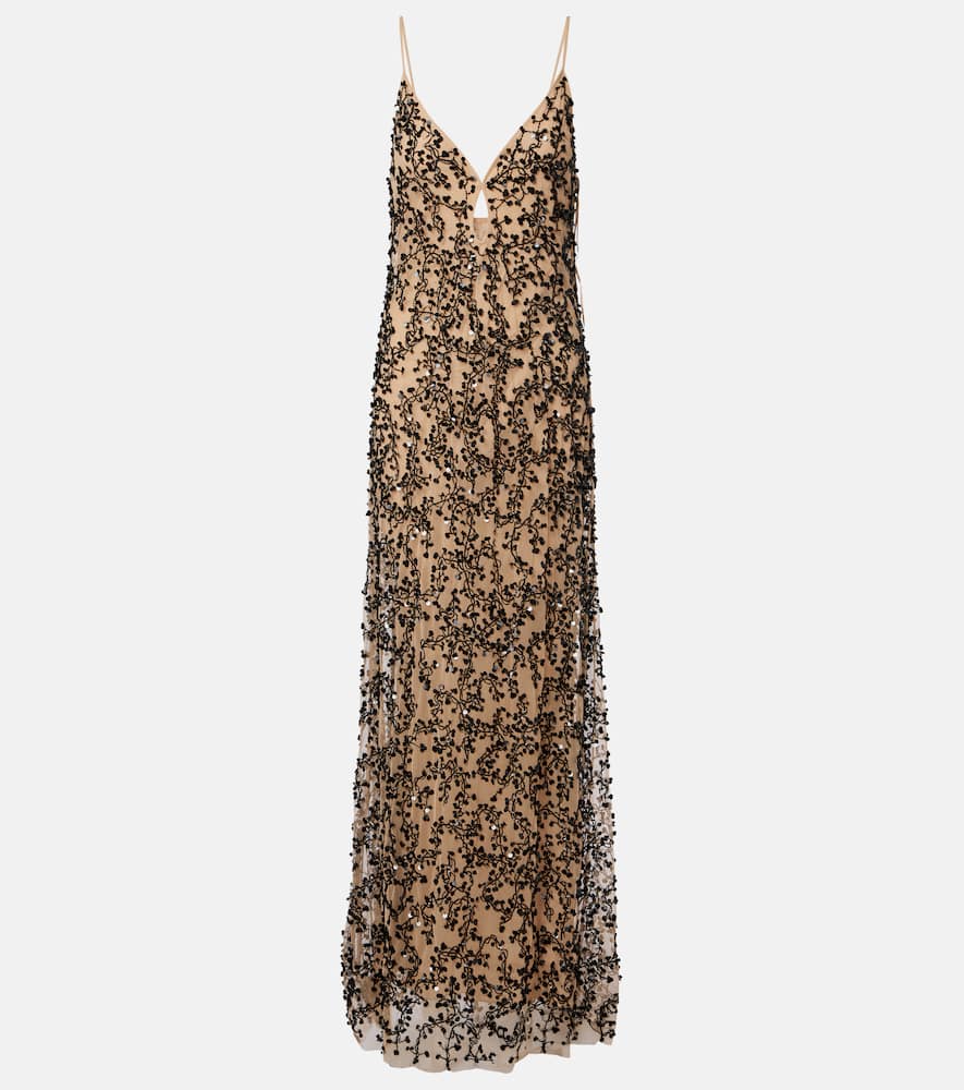 Reinvention embellished mesh gown