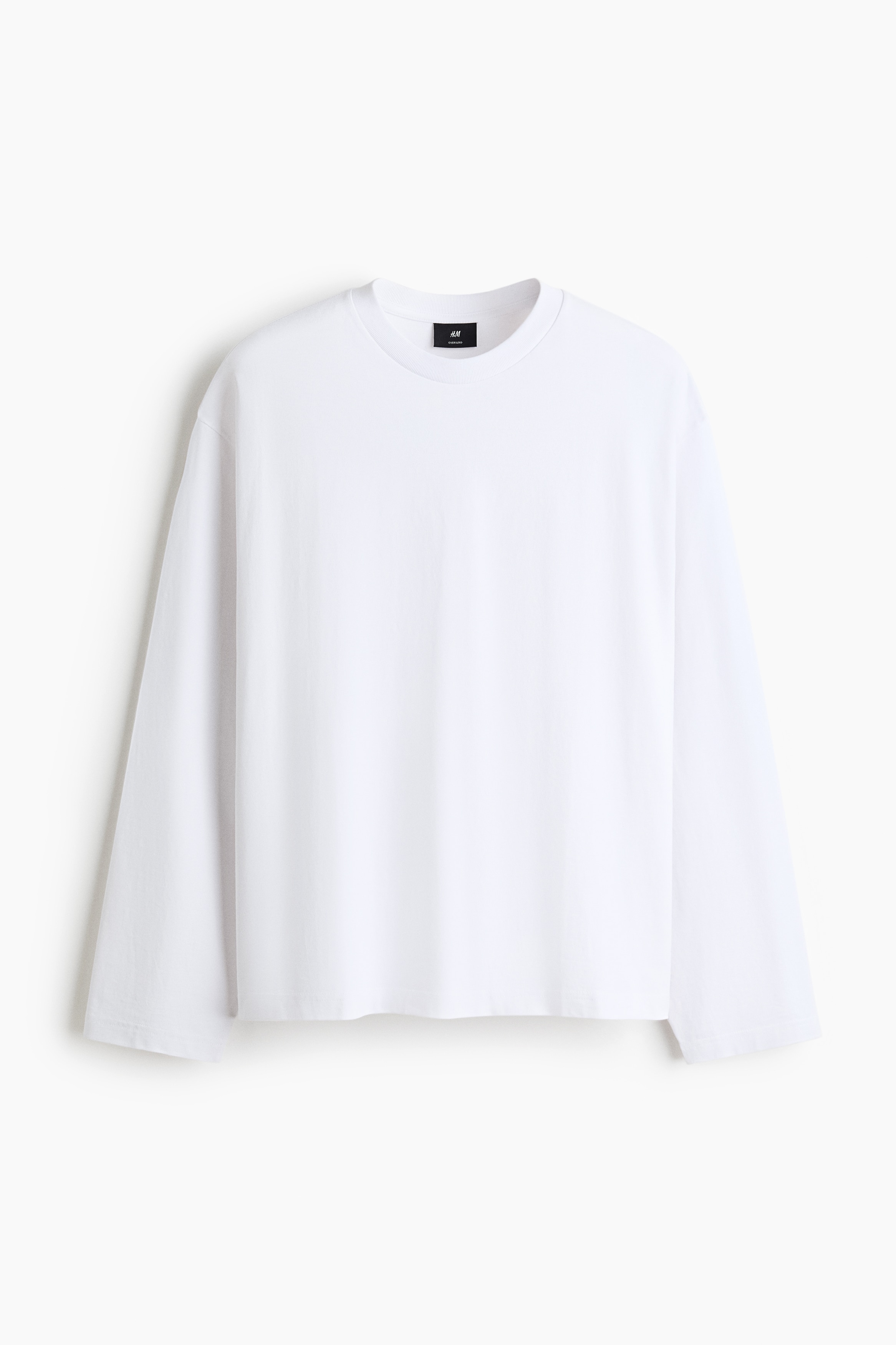 Oversized Fit Long Sleeve Jersey Top - White