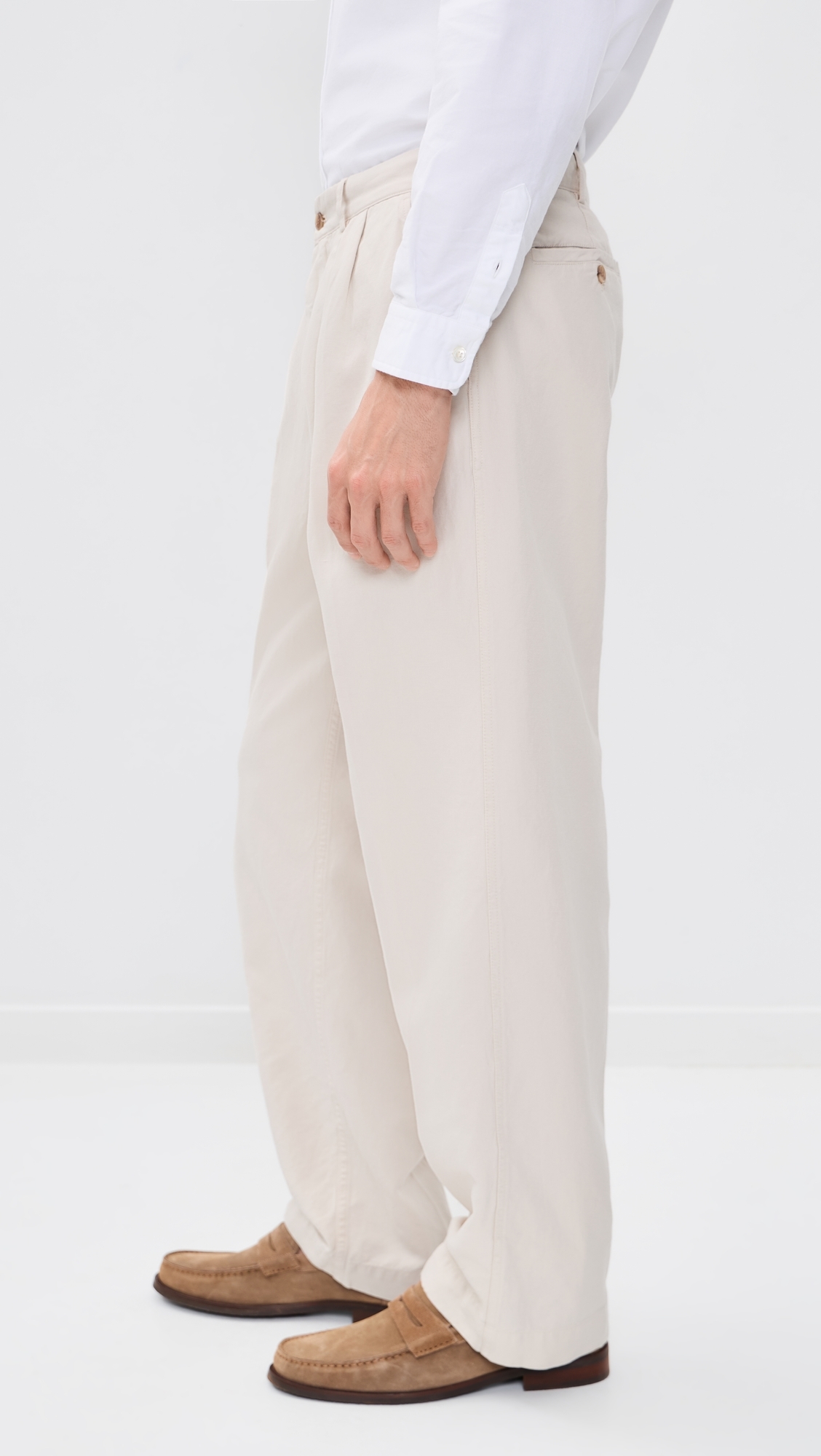Canal Pleated Twill Cotton and Linen Pants Birch