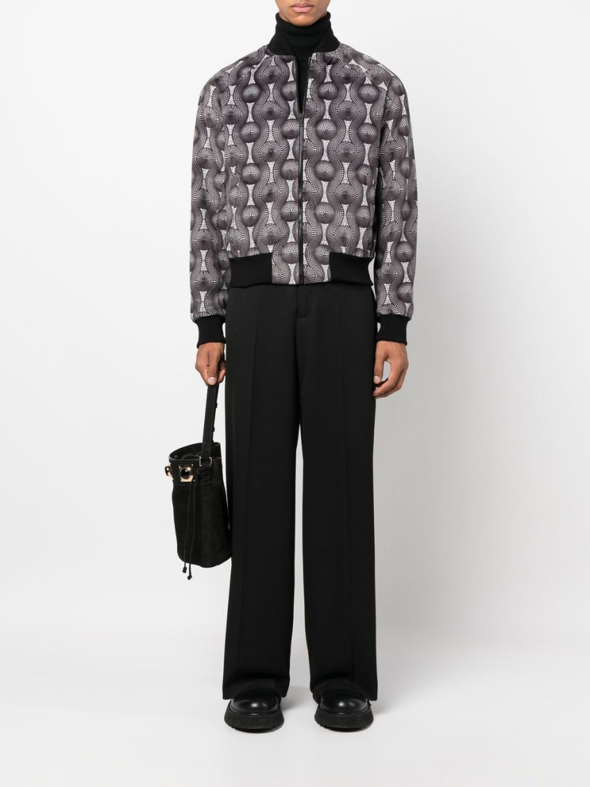 - Printed Velvet Bomber Jacket