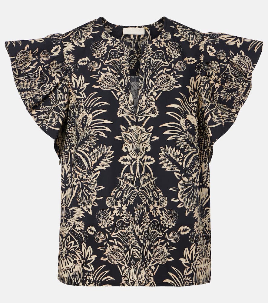 Severine printed cotton poplin top