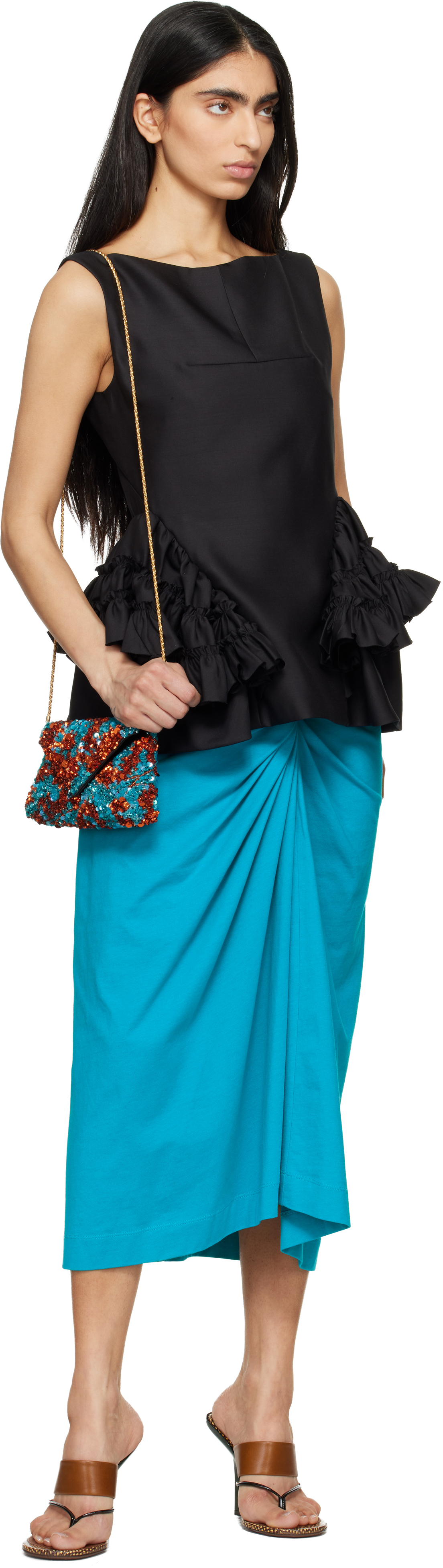 Black Ruffled Peplum Blouse