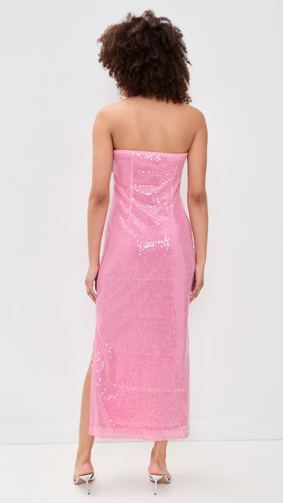 Strapless Sequins Maxi Dress Pink