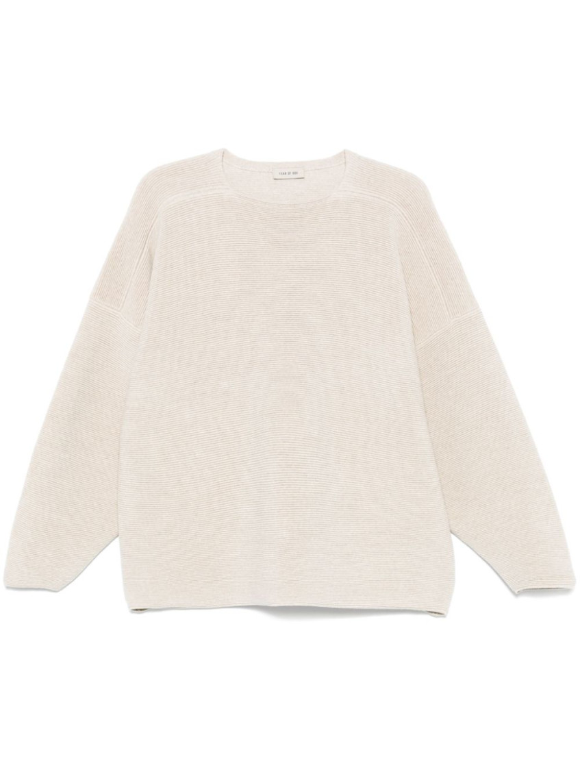 Beige Ottoman straight neck sweater