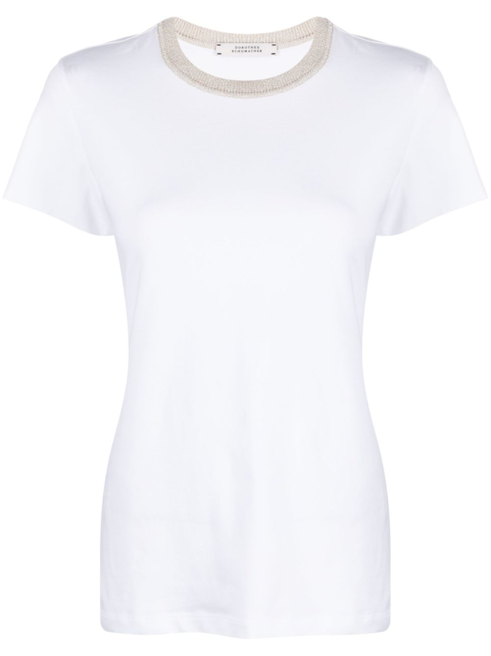 Metallic-threading cotton-blend T-shirt - White