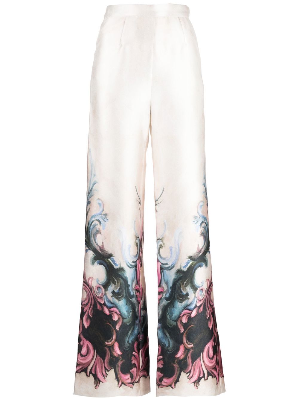 Embroidered wide-leg trousers - Neutrals