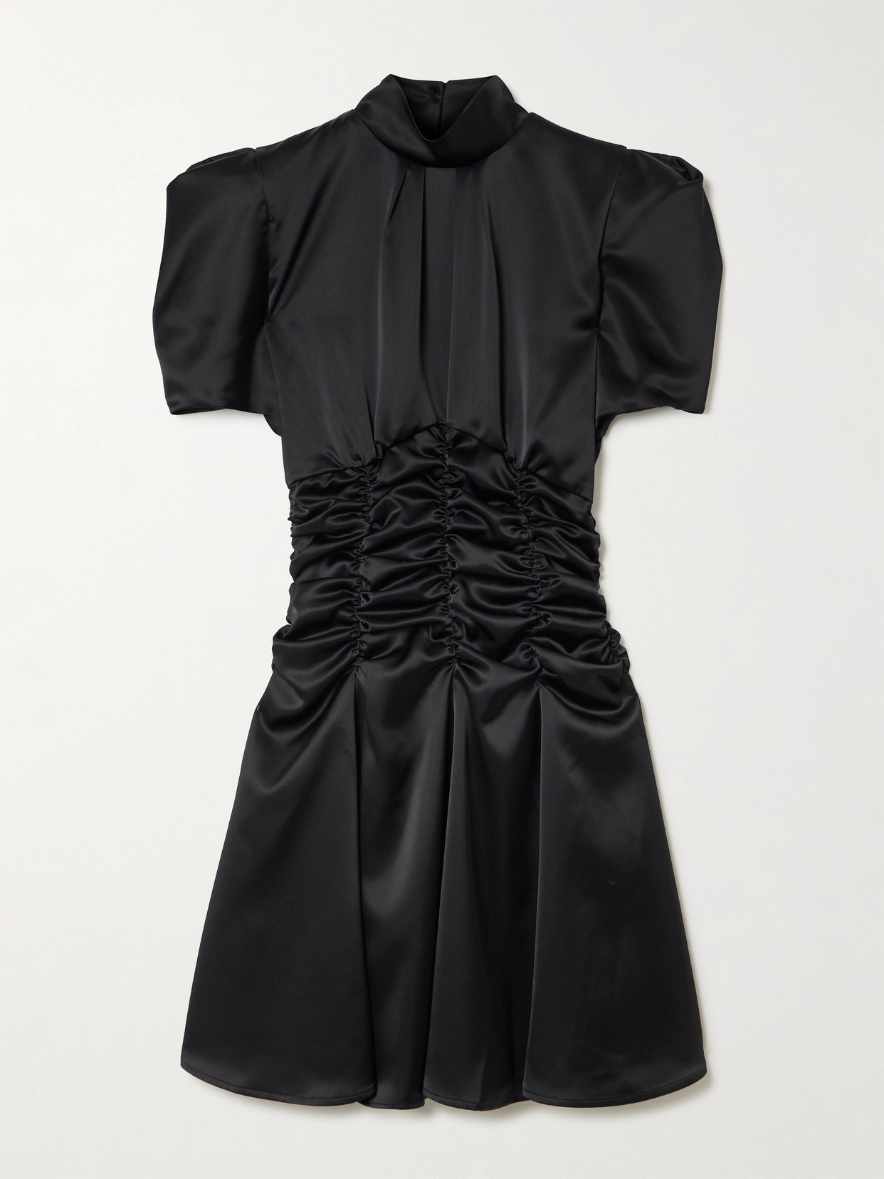 Balthus Ruched Satin Mini Dress - Black