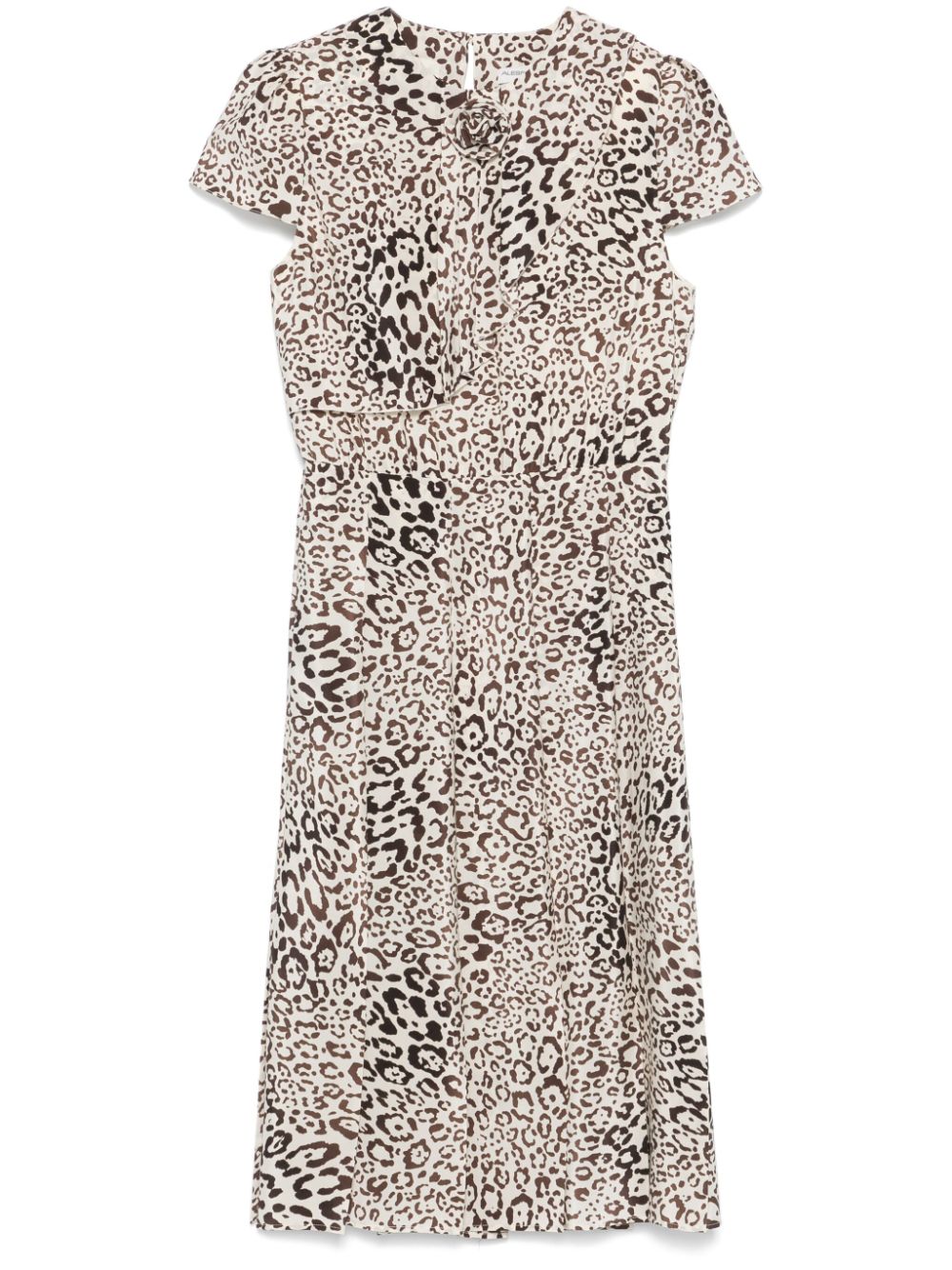 Leopard-print pleated midi dress - Neutrals
