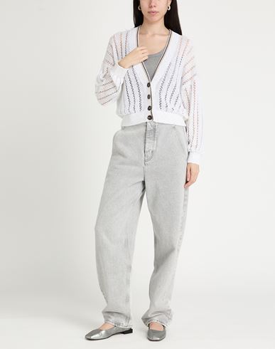 Woman Cardigan White Size M Linen, Nylon, Cotton, Polyester