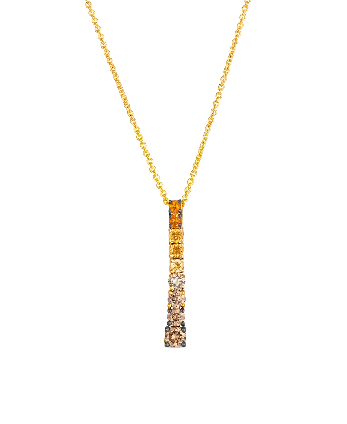 Citrine Ombre (0.13 ct. t.w.) and Chocolate Ombre Diamonds (0.27 ct. t.w.) Necklace in 14K Honey Gold - Yellow Gold