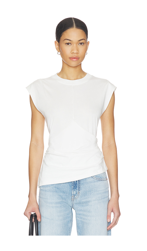 PISTOLA Nya Draped Tee Shirt in White. L. Also in M, S