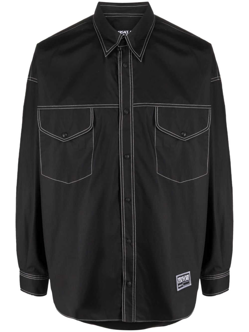 Logo-patch cotton shirt - Black