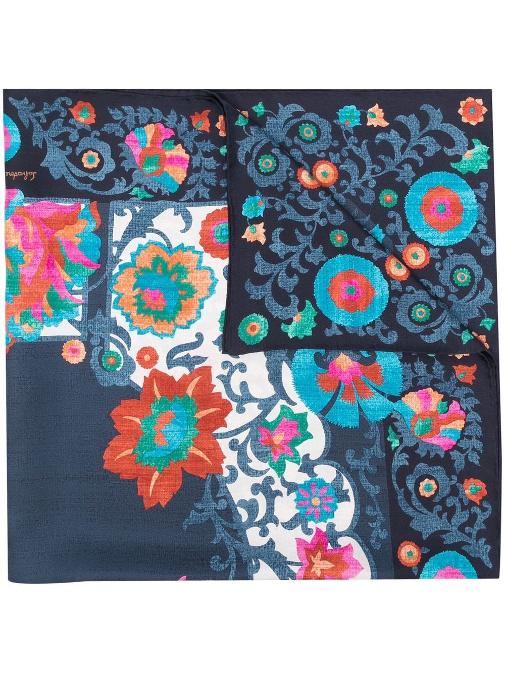 Uzbekistan floral-print silk scarf