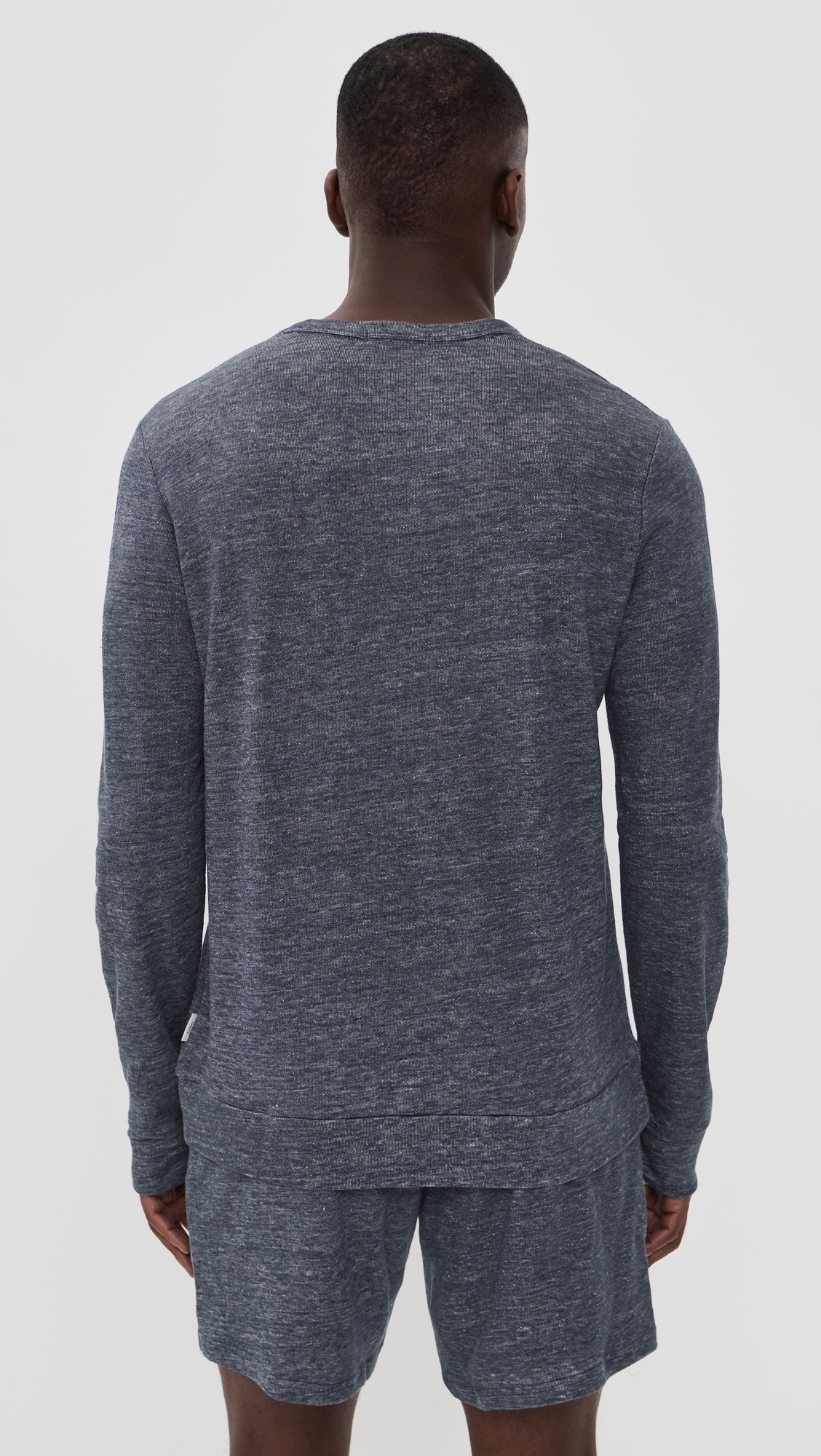 Terry Linen Crew Neck Sweatshirt Washed Navy