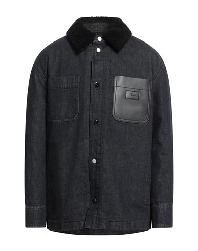 Man Denim outerwear Blue Size 38 Cotton, Shearling