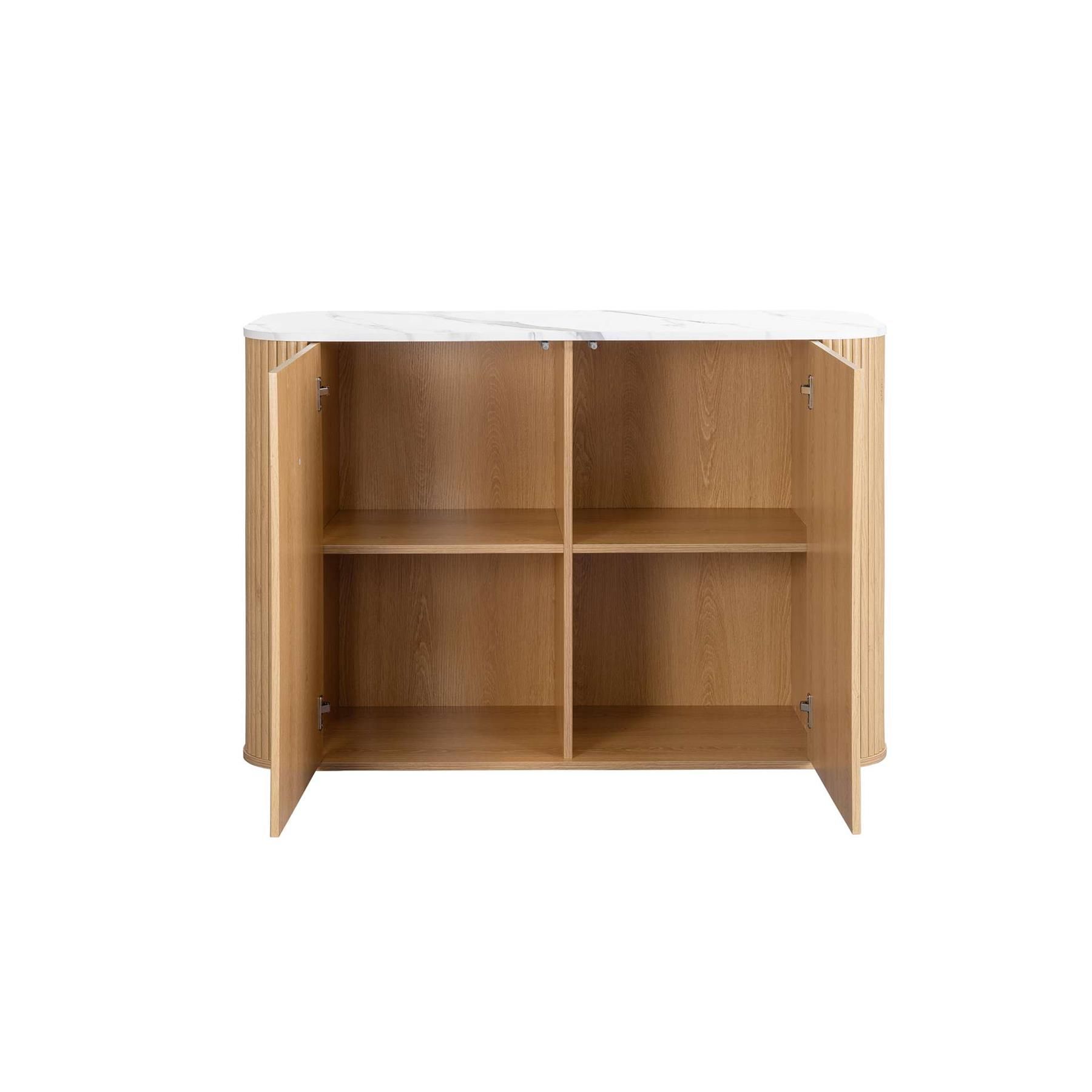 Birlea Unisex Kagu 2 Door Sideboard Fluted Ribbed Oak & Marble effect in Light Oak