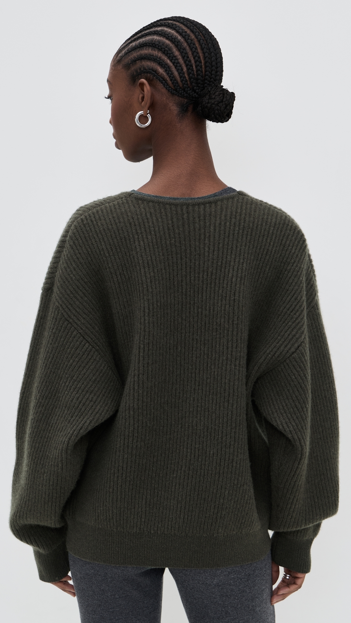 Deep V Neck Sweater DARK GREY L