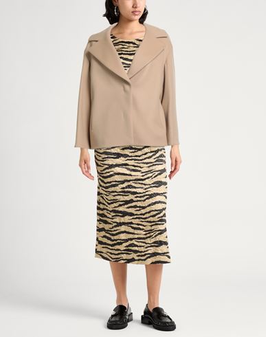 Icons Woman Coat Beige Size 6 Virgin Wool, Polyamide, Cashmere