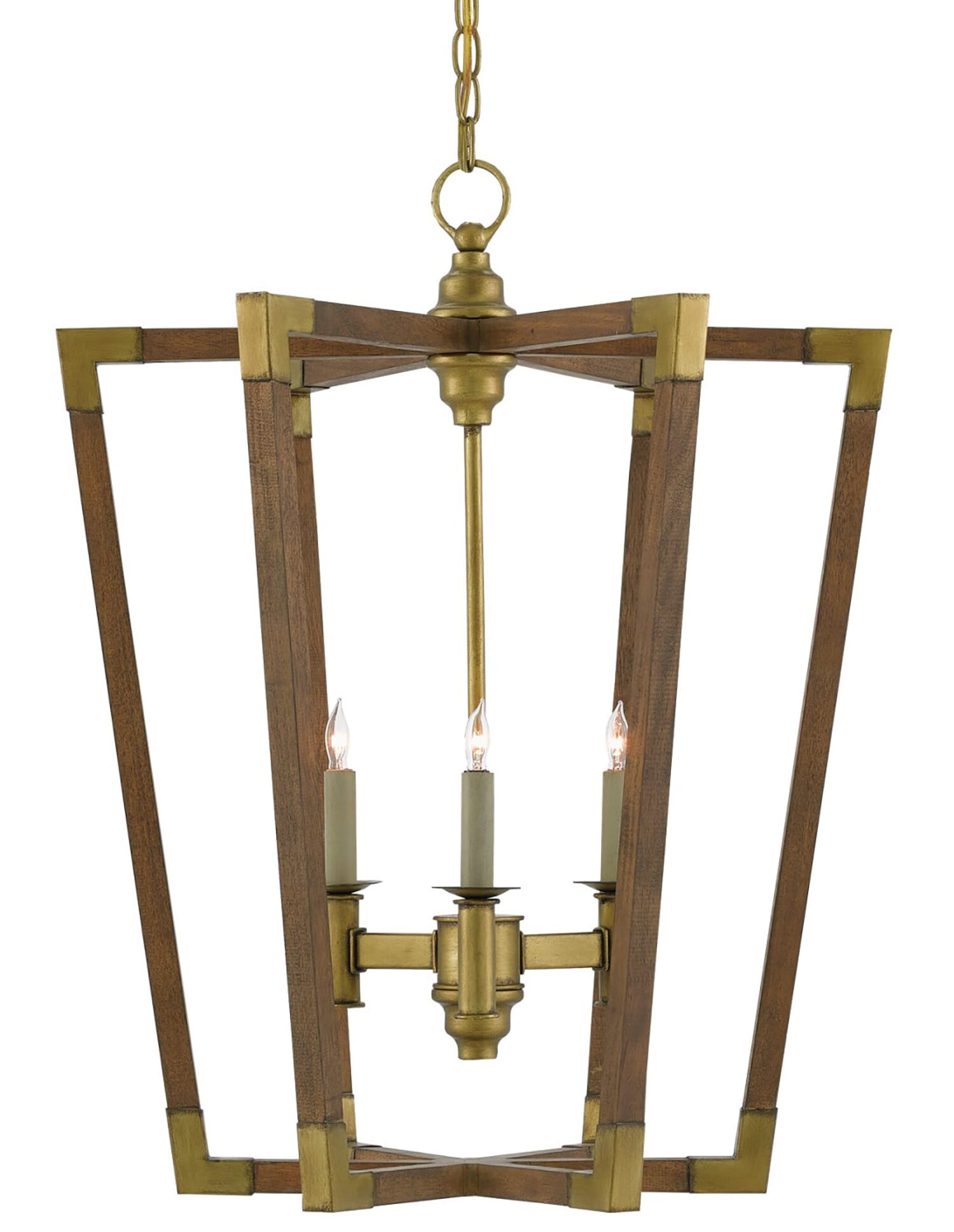 3-Light 29" Bastian Medium Lantern in Chestnut and Bra