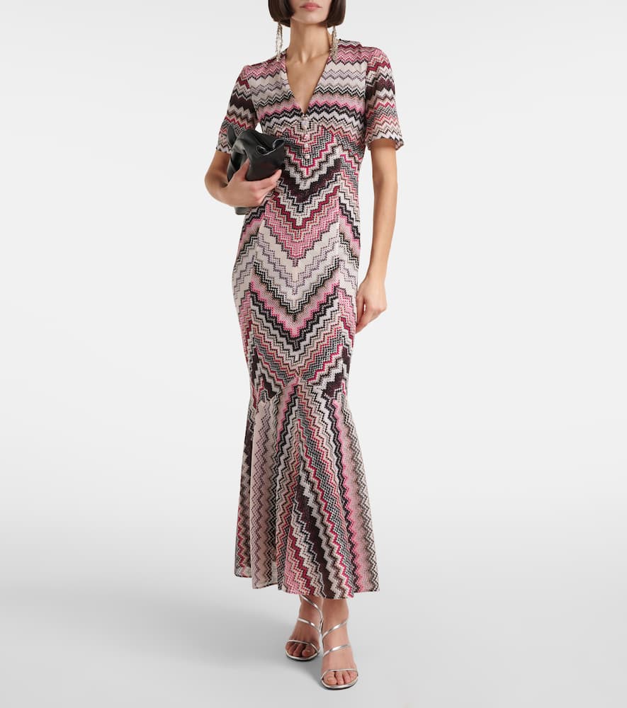Zigzag lamé midi dress