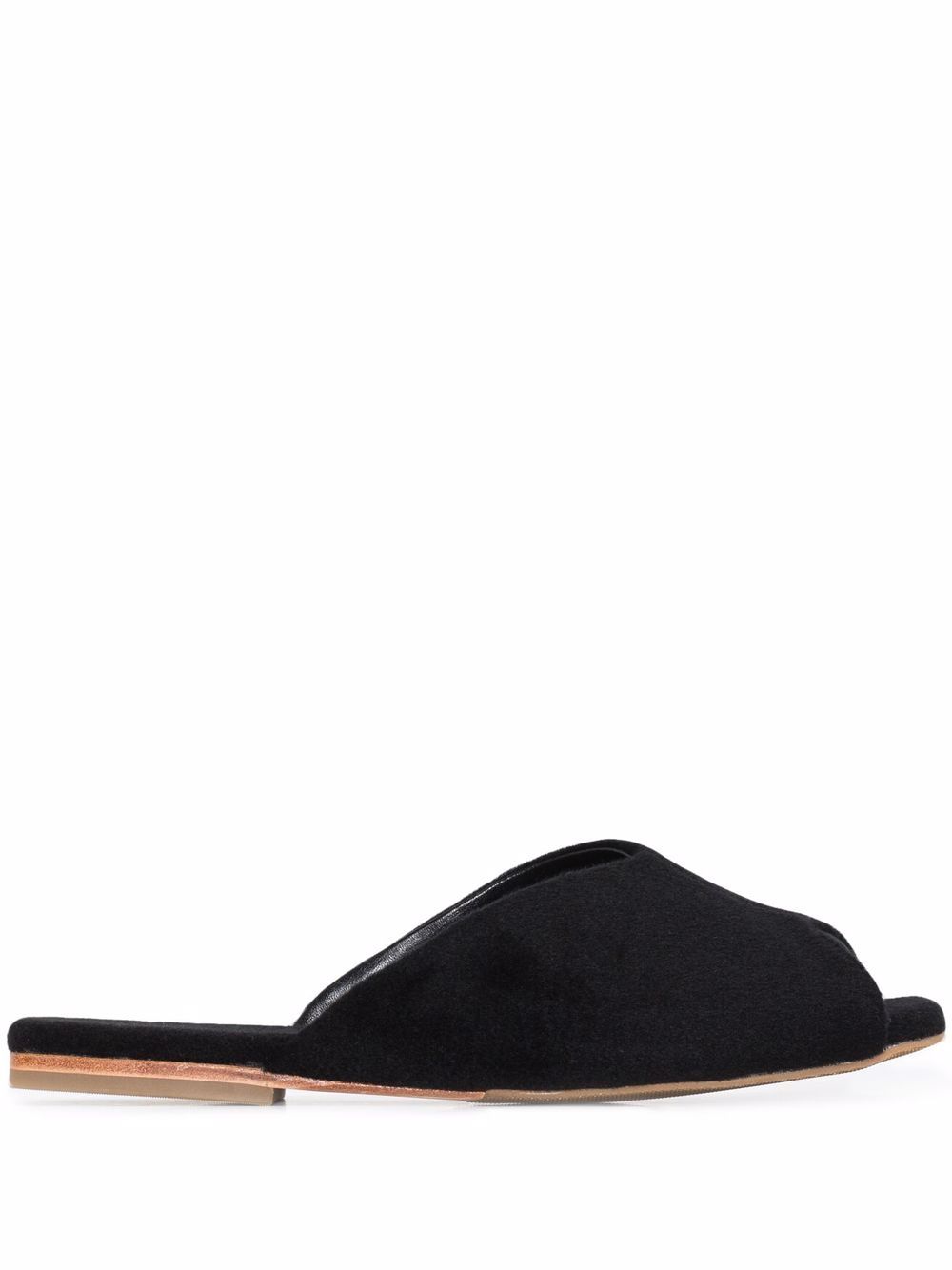 Open-toe wool slippers - Black