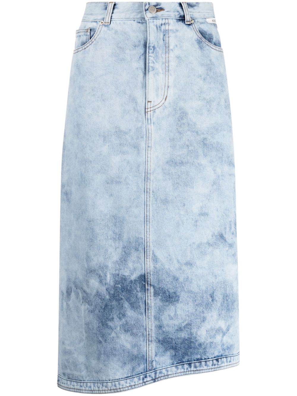 Acid-wash midi skirt - Blue