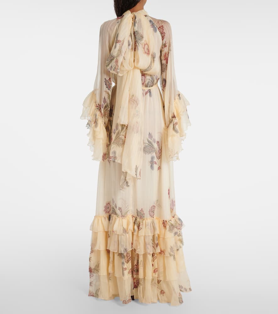 Floral silk crepon gown