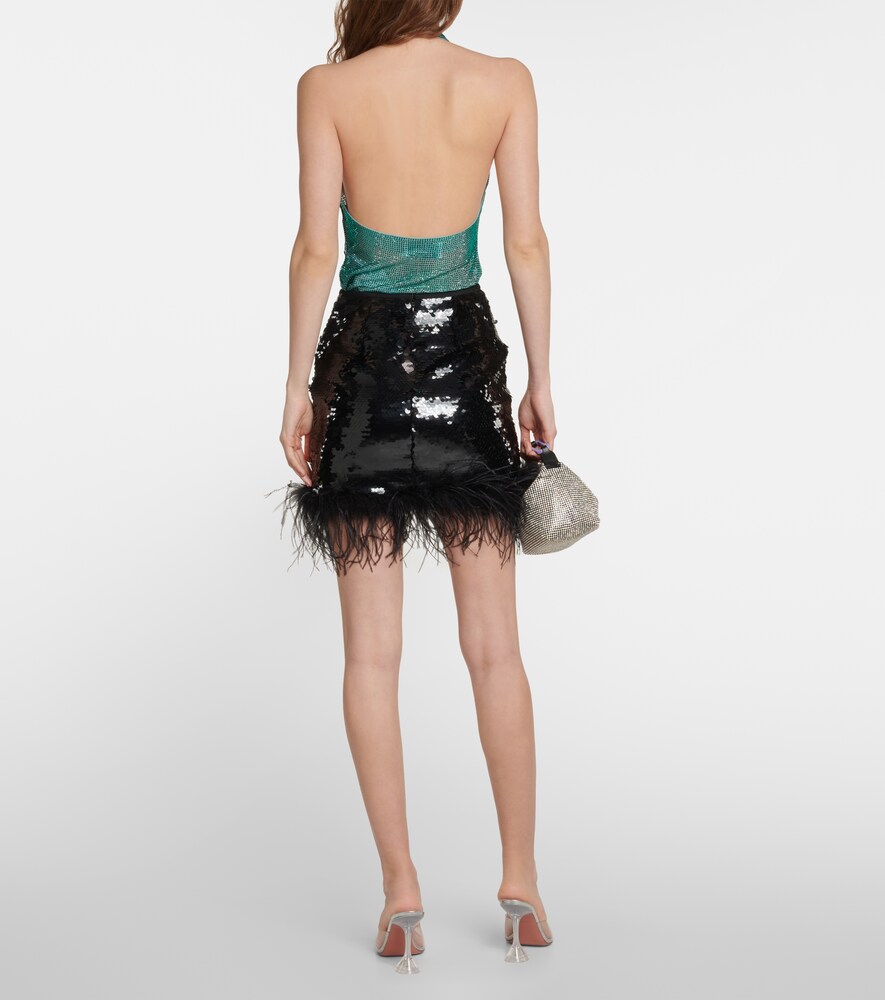 Giuseppe di Morabito Feather-trimmed sequined miniskirt
