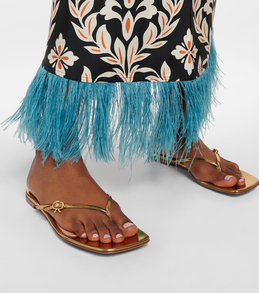 Metallic leather thong sandals