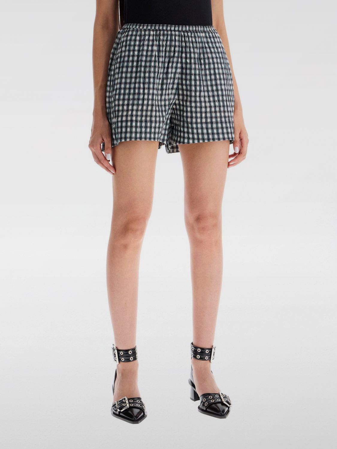 Check-print shorts - White