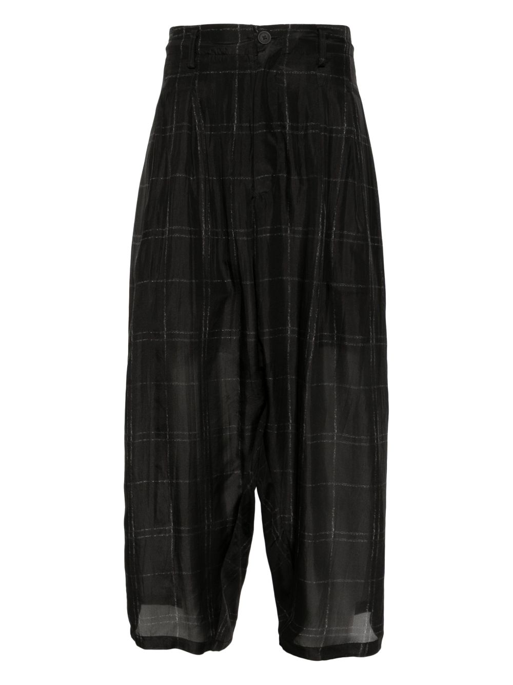 Yohji Yamamoto pleated plaid trousers - Black