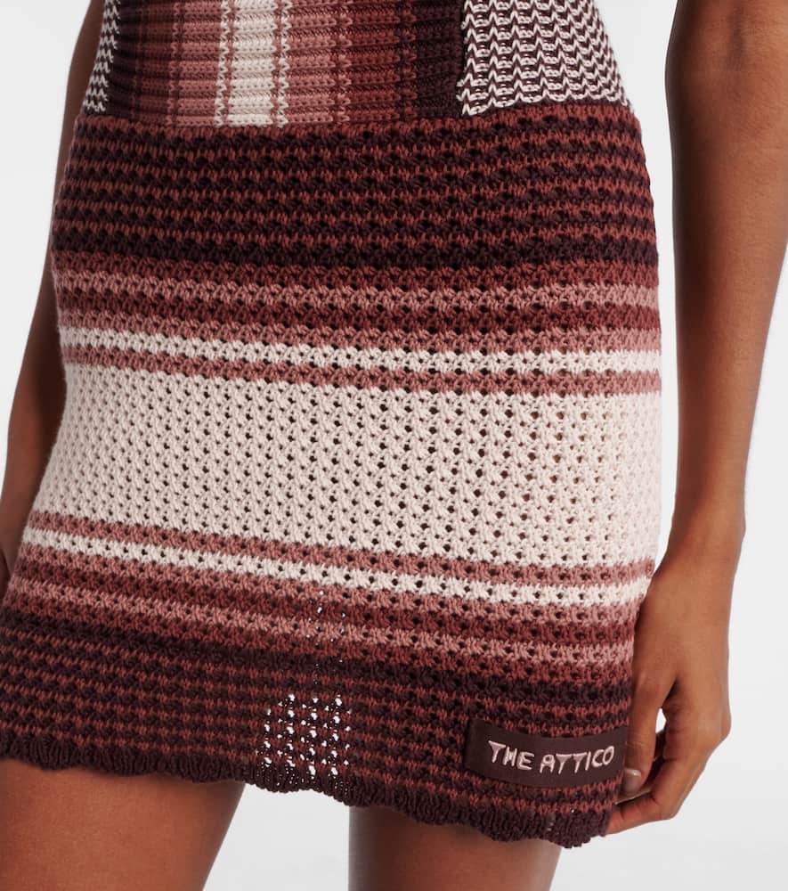 Crochet striped cotton minidress